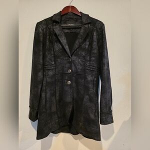 Nic + Zoe Blue Overlay Black Onyx Knit Sweater Jacket Sz Medium 3 Button